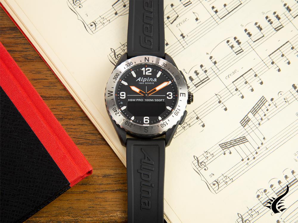 Smartwatch Alpina Alpiner X, 45 mm, Negro, GMT, Alarma, Fecha, AL-283LBBO5SAQ6