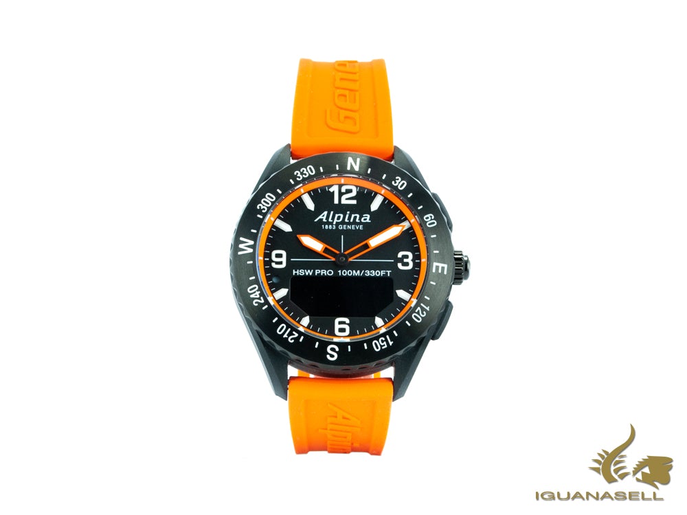 Smartwatch Alpina Alpiner X, 45 mm, Negro, GMT, Alarma, Fecha, AL-283LBO5AQ6