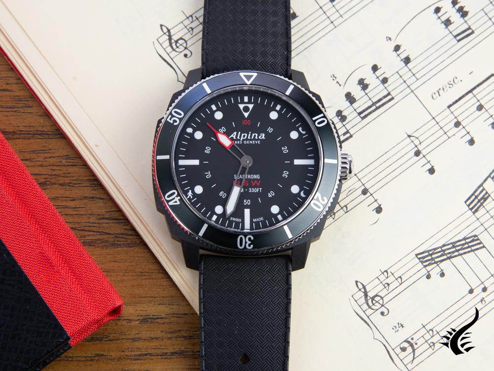 Reloj de cuarzo Alpina Seastrong Horological Smartwatch, Negro, 44mm, 10atm