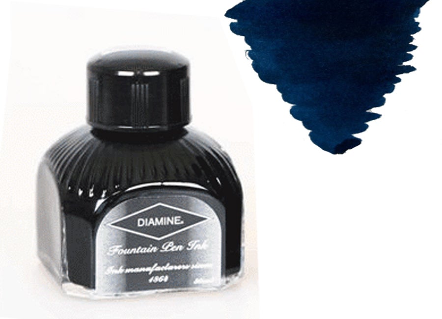 Tintero Diamine, 80ml., Blue Black, Botella de cristal italiano
