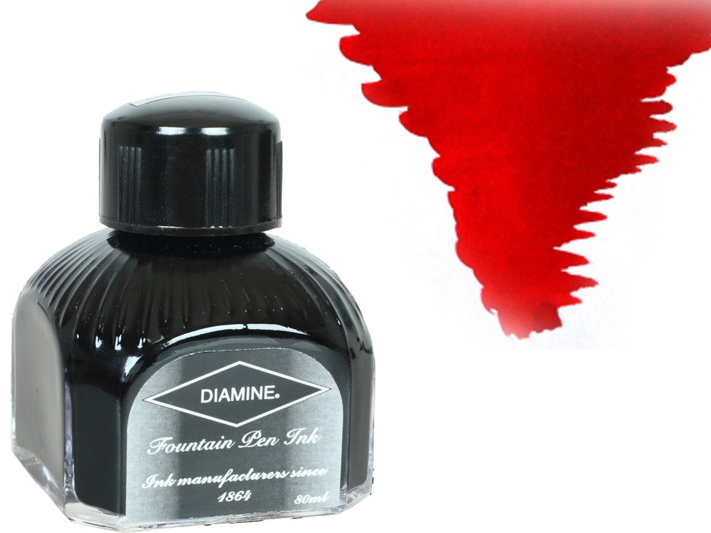 Tintero Diamine, 80ml., Crimson, Botella de cristal italiano