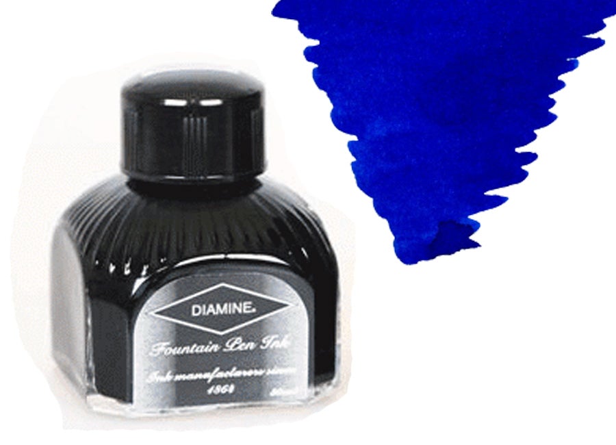 Tintero Diamine, 80ml., Sapphire Blue, Botella de cristal italiano