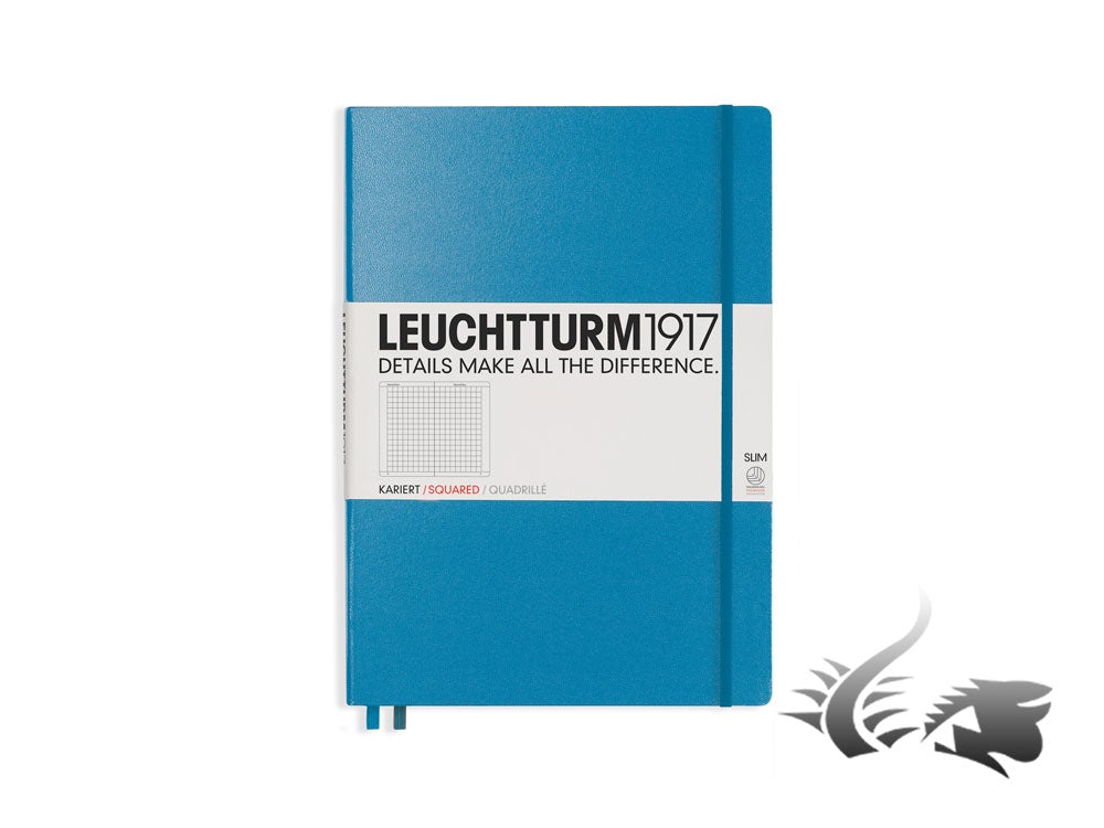 Libreta de notas Leuchtturm1917 Tapa dura, Master Slim (A4+), Cuadriculado, Azul